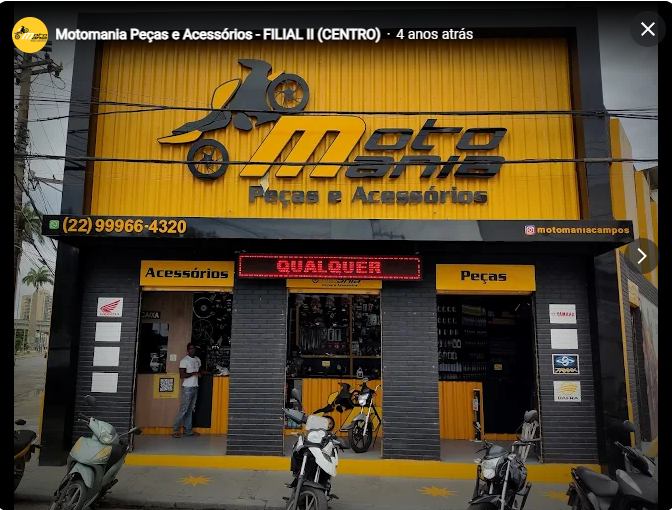 Fachada da loja Motomania Centro Campos
